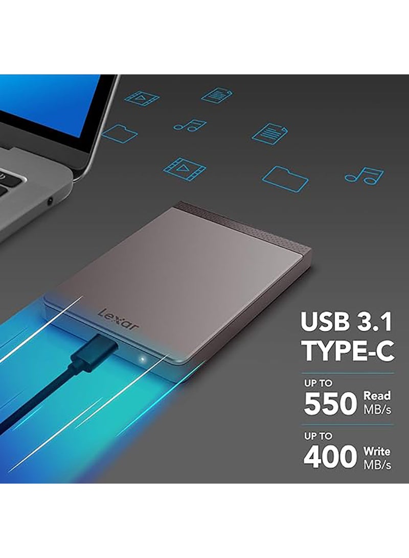 ليكسار SSD محمول 1 تيرابايت SL200، سرعات قراءة/كتابة تصل إلى 550/400 ميجابايت/ثانية، USB-C، محرك أقراص الحالة الصلبة الخارجي (LSL200X001T-RNNNU) - Image 2