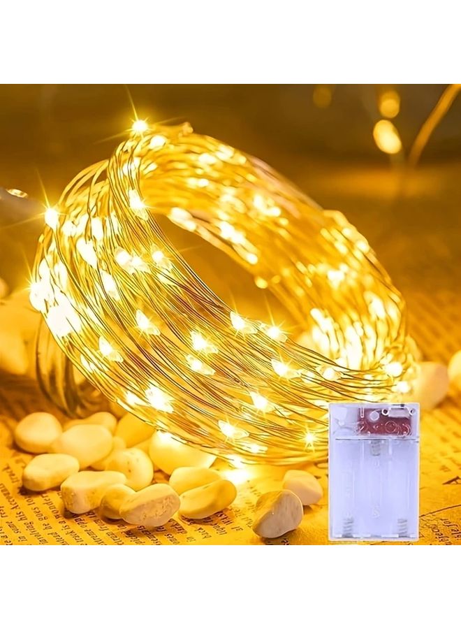 أضواء خرافية LED بيضاء دافئة تعمل بالبطارية مع لمسات حمراء، بطول 1 متر، لون أبيض. - Image 1