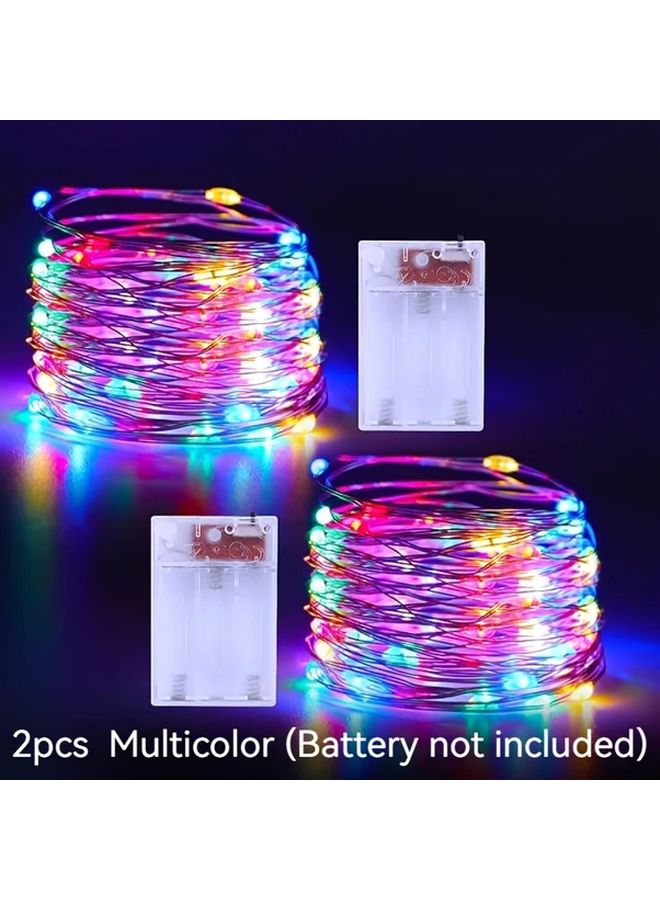 أضواء خرافية LED بيضاء دافئة تعمل بالبطارية مع لمسات حمراء، بطول 1 متر، لون أبيض. - Image 2