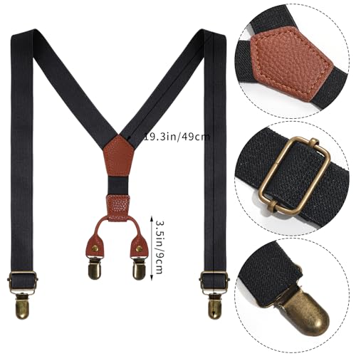 mifengda Kids Old Man 100 Day of School Grandpa Costume for Boys 1920s Outfit Halloween Dress Up Set Including Bow Tie Beard Eyebrow Suspenders Glasses - Image 5