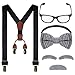 mifengda Kids Old Man 100 Day of School Grandpa Costume for Boys 1920s Outfit Halloween Dress Up Set Including Bow Tie Beard Eyebrow Suspenders Glasses - Image 2
