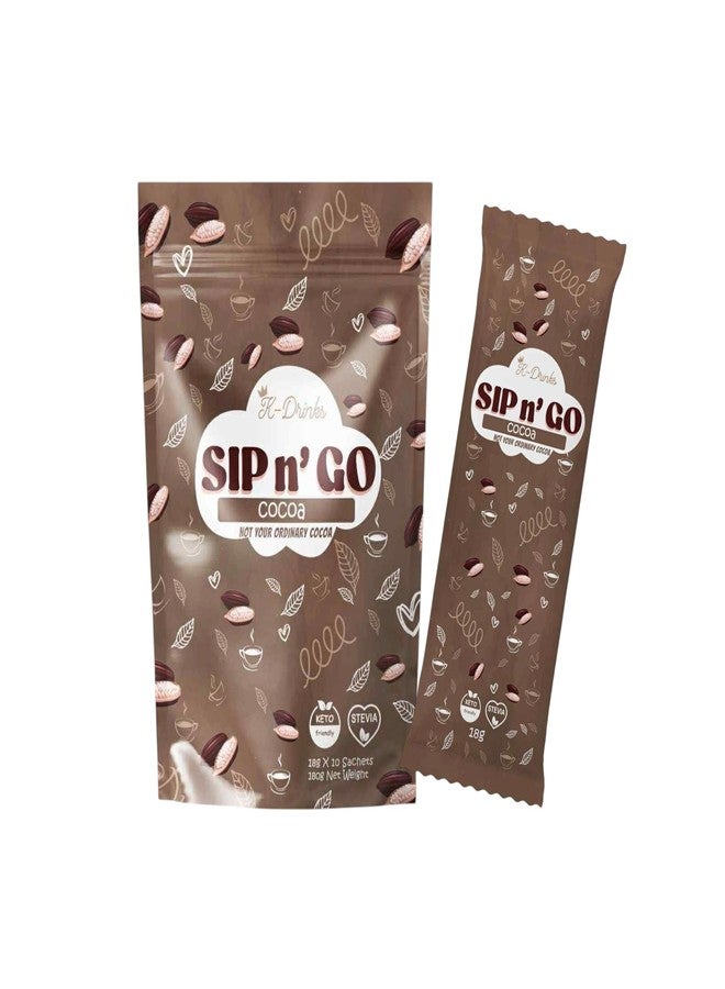 K-Drinks SIP N° GO Cocoa - Keto-Friendly Instant Cocoa Drink Mix - Low Carb, Stevia-Sweetened, Caffeine-Free Wellness Beverage - 10 Sachets (210g) (1) - Image 2