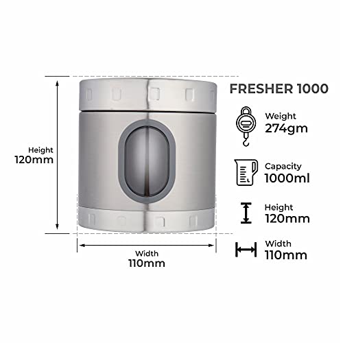DUBBLIN Stainless Steel Storage jar container Fresher screw lid transparent visible window food safe steel Storage container 1000 ml, 1 Piece, Silver - Image 3