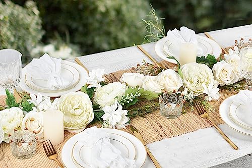 DearHouse 2Pack Artificial Peony Flower Garland - Silk Peony Garland with White Flowers for Wedding Party Table Decoration,6ft/Strand - Image 4
