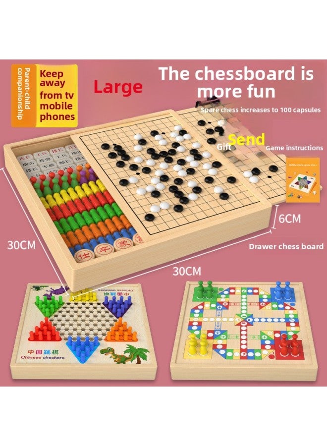 Loquat Flying Chess Checkers Gobo Chess Colosseum Chess Army Flag Multi-functional One Chessboard Class Daquan Children's Toys-Color:【multifunctional Wooden Chess】 Getting Started Instructions + Extra Ches - Image 4