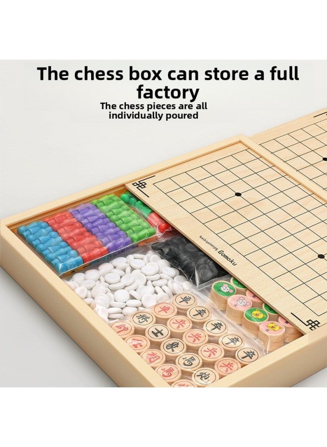 Loquat Flying Chess Checkers Gobo Chess Colosseum Chess Army Flag Multi-functional One Chessboard Class Daquan Children's Toys-Color:【multifunctional Wooden Chess】 Getting Started Instructions + Extra Ches - Image 3