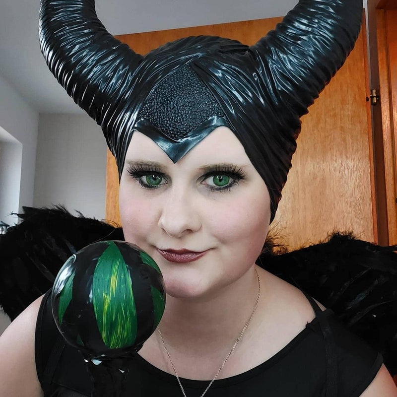 Uranshin Halloween Maleficent Horns Maleficent Costume, Black Long Women Horns Queen Hat, Deluxe Magic Witch Headpiece Headdress for Women Adults - Image 5