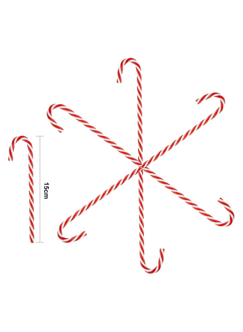 زينة شجرة عيد الميلاد المصنوعة من البلاستيك على شكل عصا حلوى عيد الميلاد لتزيين حفلات العطلات (أحمر وأبيض، 12 قطعة) - Image 2