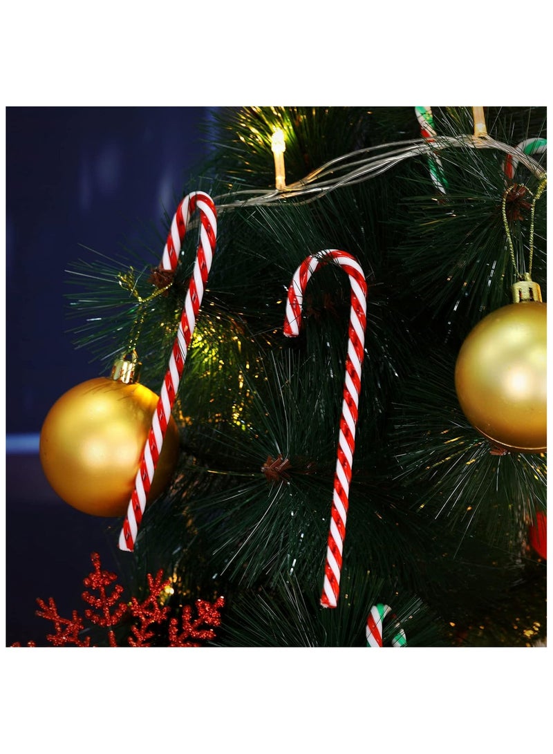 زينة شجرة عيد الميلاد المصنوعة من البلاستيك على شكل عصا حلوى عيد الميلاد لتزيين حفلات العطلات (أحمر وأبيض، 12 قطعة) - Image 3