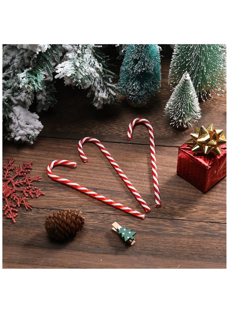 زينة شجرة عيد الميلاد المصنوعة من البلاستيك على شكل عصا حلوى عيد الميلاد لتزيين حفلات العطلات (أحمر وأبيض، 12 قطعة) - Image 4