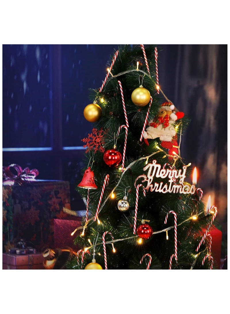 زينة شجرة عيد الميلاد المصنوعة من البلاستيك على شكل عصا حلوى عيد الميلاد لتزيين حفلات العطلات (أحمر وأبيض، 12 قطعة) - Image 5