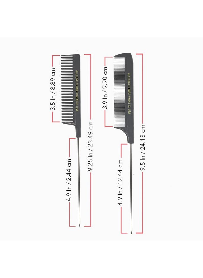 Allegro Combs - Llegro Combs Xl Pintail Rat Tail Combs Parting Combs Metal Tail Foiling Combs Pin Combs 2 Pc. (Purple & Mint) - Image 1