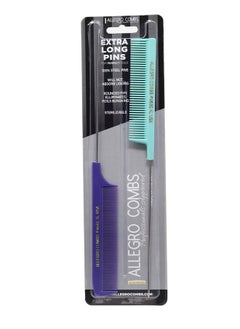 Allegro Combs Llegro Combs Xl Pintail Rat Tail Combs Parting Combs Metal Tail Foiling Combs Pin Combs 2 Pc. (Purple & Mint)  - Image 2