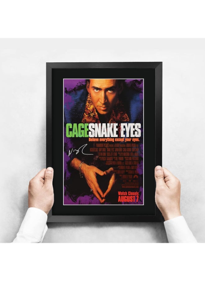 HWC Trading HWC Trading Snake Eyes Movie Poster Nicholas Cage Signed 16 x 12 inch Framed Gift Printed Autograph Film Print Photo Picture Display - 16" x 12" Framed  - Image 3