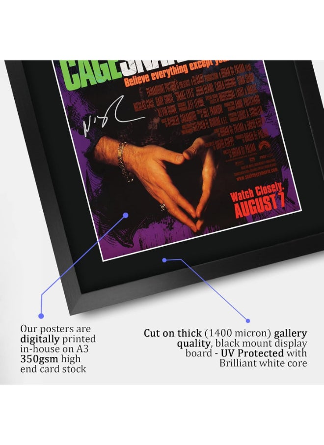 HWC Trading HWC Trading Snake Eyes Movie Poster Nicholas Cage Signed 16 x 12 inch Framed Gift Printed Autograph Film Print Photo Picture Display - 16" x 12" Framed  - Image 4