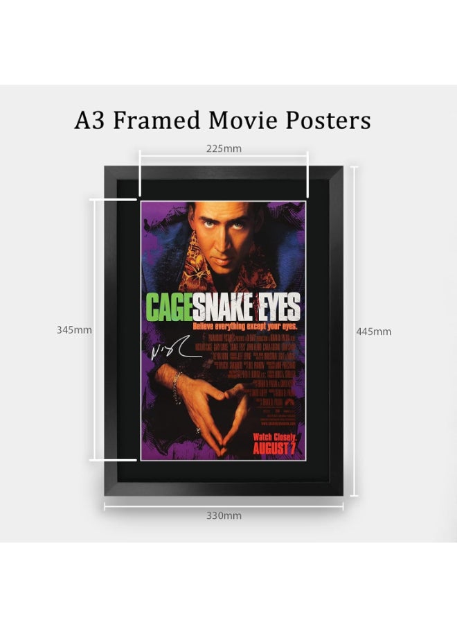HWC Trading HWC Trading Snake Eyes Movie Poster Nicholas Cage Signed 16 x 12 inch Framed Gift Printed Autograph Film Print Photo Picture Display - 16" x 12" Framed  - Image 2
