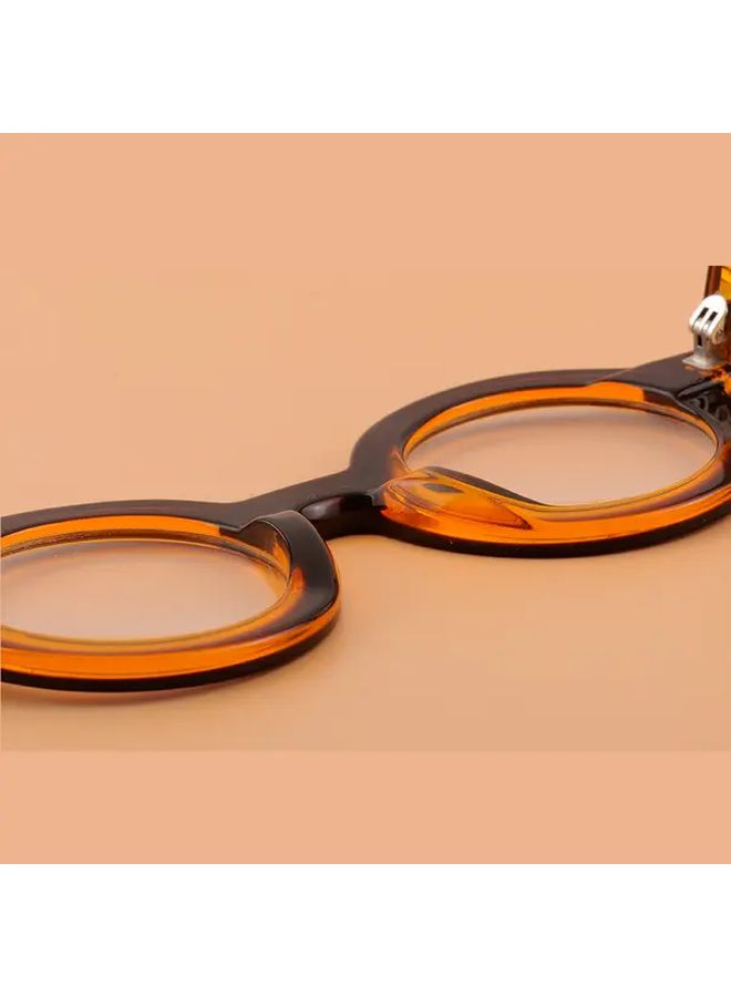 Fashionable Retro Full Frame Glasses in Brown for Men Women - Image 2