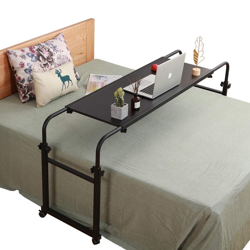 Overbed Table with Wheels Overbed Desk Over Bed Desk King Queen Bed Table Overbed Laptop Table Over Bed Table with WheelsBlack