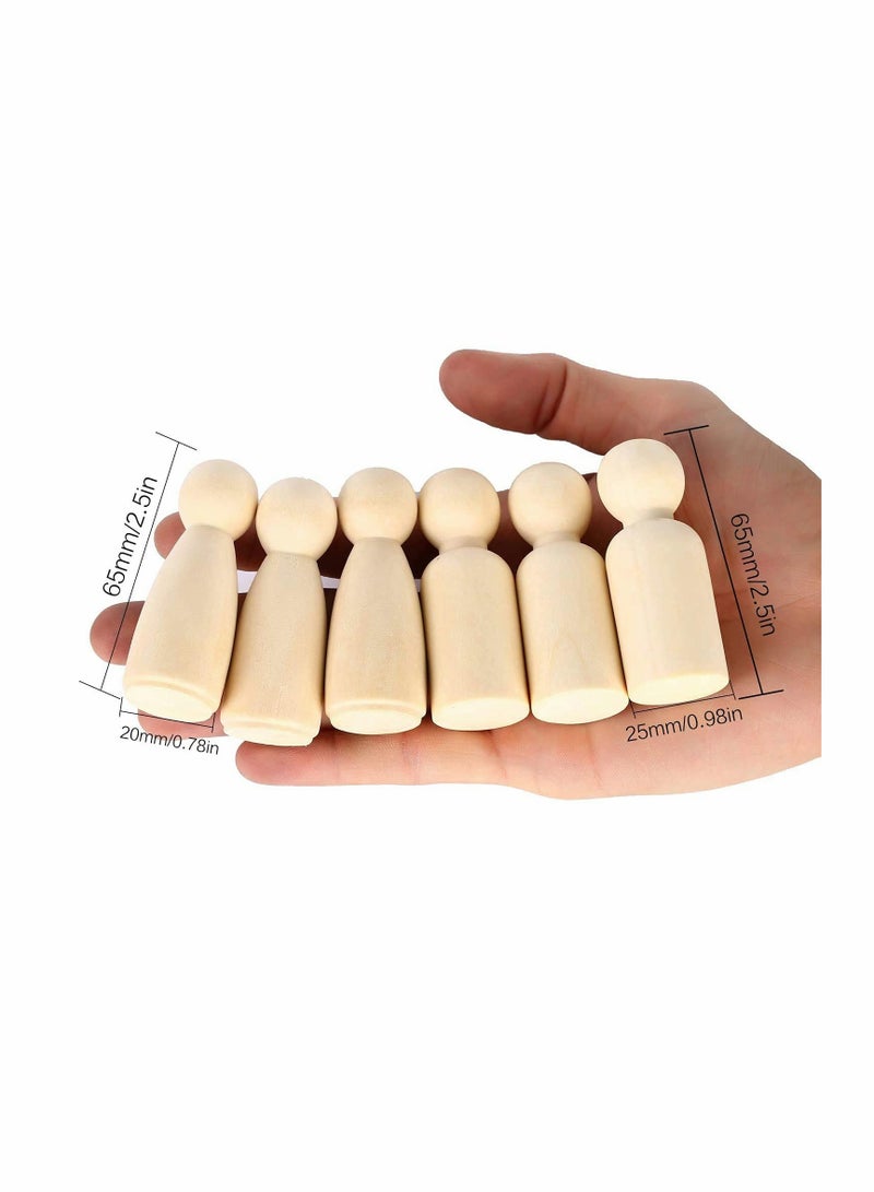KASTWAVE Wooden Peg Dolls 20Pcs 65mm Wooden People for Kids Painting, Craft Art Projects, Family DIY Crafts Wedding Party Decor - Image 2