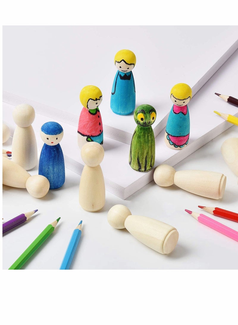 KASTWAVE Wooden Peg Dolls 20Pcs 65mm Wooden People for Kids Painting, Craft Art Projects, Family DIY Crafts Wedding Party Decor - Image 4