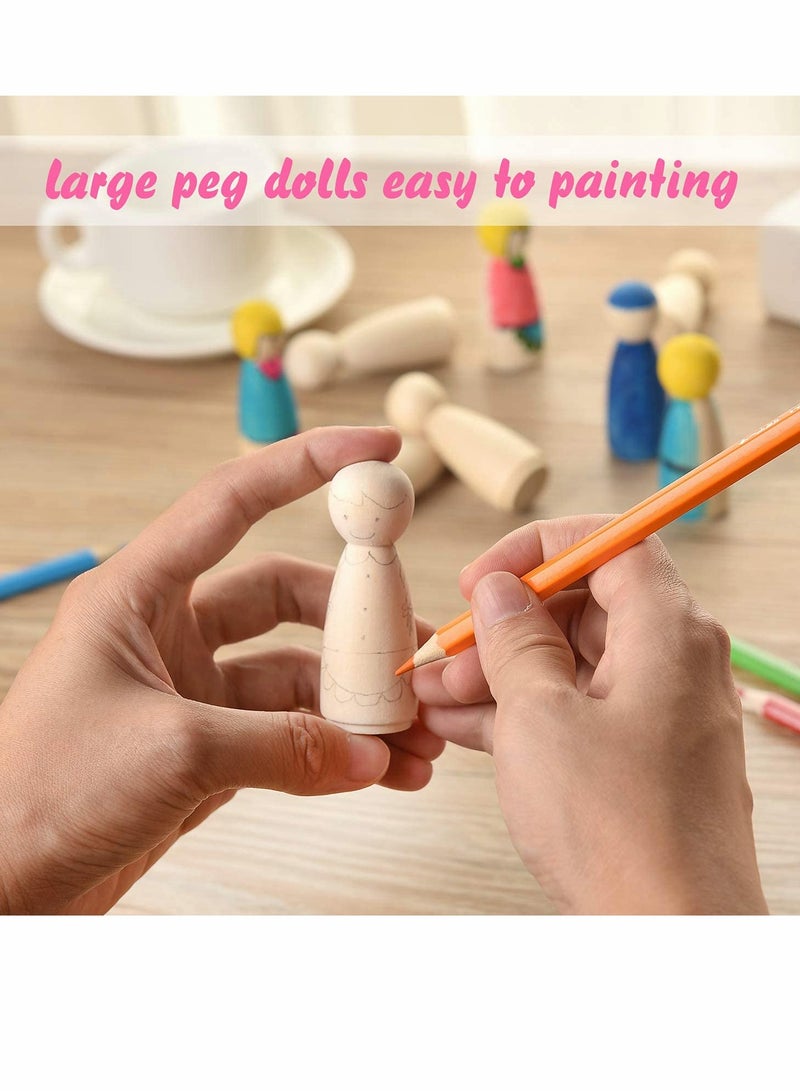 KASTWAVE Wooden Peg Dolls 20Pcs 65mm Wooden People for Kids Painting, Craft Art Projects, Family DIY Crafts Wedding Party Decor - Image 3