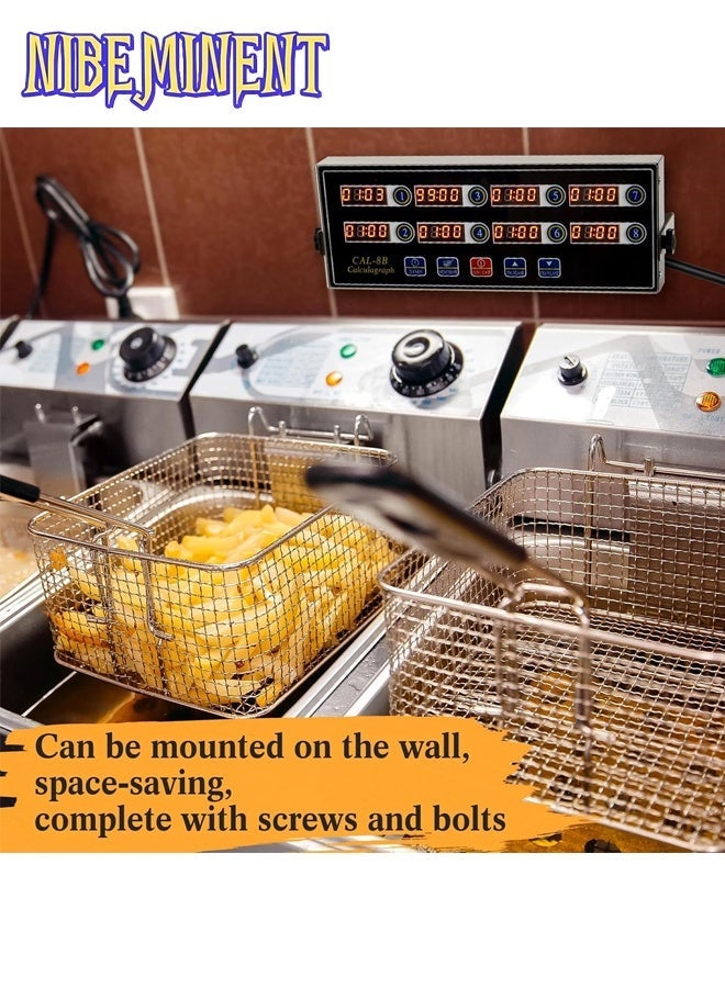NIBEMINENT 8 Channel Digital Kitchen Timer, Portable Calculagraph, Commercial Kitchen Timers, Manual Big Large Timer, Professional Restaurant Timers, Multiple Independent Countdown Timers, Loud Alarm Cooking Reminder for Food Truck, Fryer, Bakery, Coffee, Room Dexoration Silver/Black - Image 5