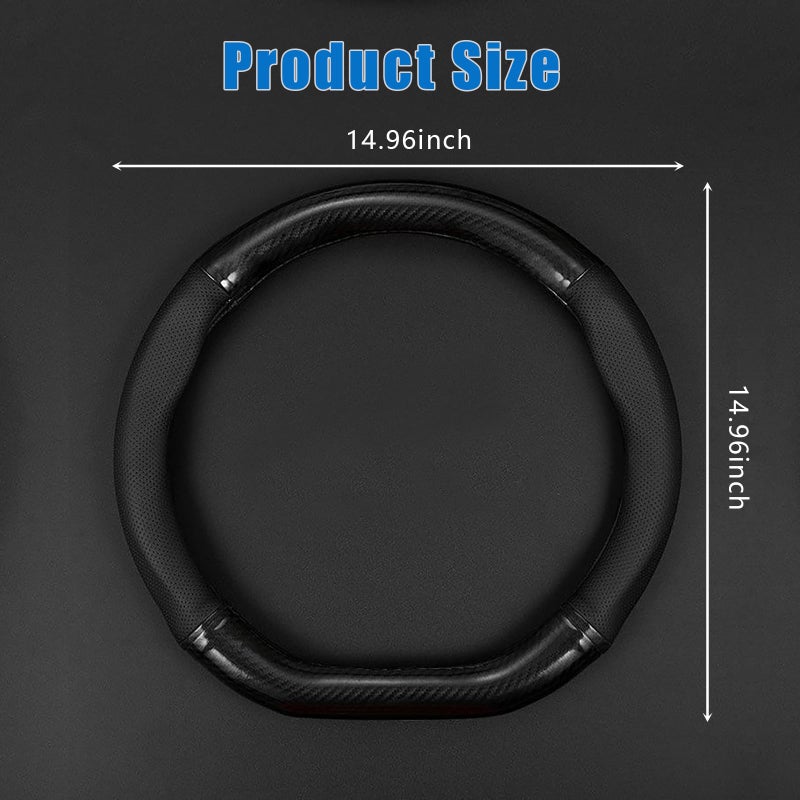 gunhunt 1 PC Car Breathable Steering Wheel Cover, Carbon Fiber Non-Slip Steering Wheel Protector, Wear -Resistant Steering Wheel Sleeve, Four Seasons Universal Steering Wheel Set (D -Shaped) - Image 2