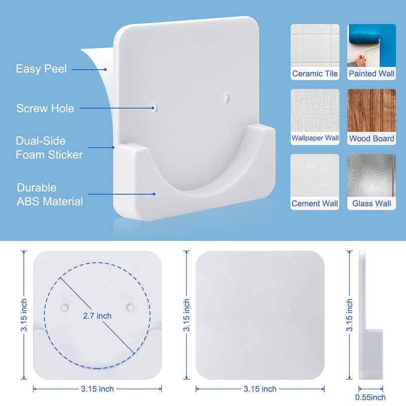 CRAZYBELLY 1 Pair Shower Curtain Rod Holder for Bathroom Self-Adhesive Tension Shower Curtain Rod Brackets No Drilling on Smooth Surface(White) - Image 3