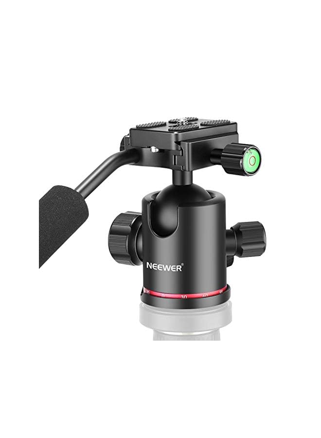Neewer حامل ثلاثي للكاميرا عالي التحمل مع رأس كروي بمقبض ولوحة تثبيت سريعة مقاس 1/4 بوصة، رأس بانورامي 360 درجة للحامل الثلاثي القوائم، أحادي القوائم، المنزلق، كاميرا DSLR، كاميرا الفيديو، حمولة تصل إلى 17.6 رطل/8 كجم - Image 2