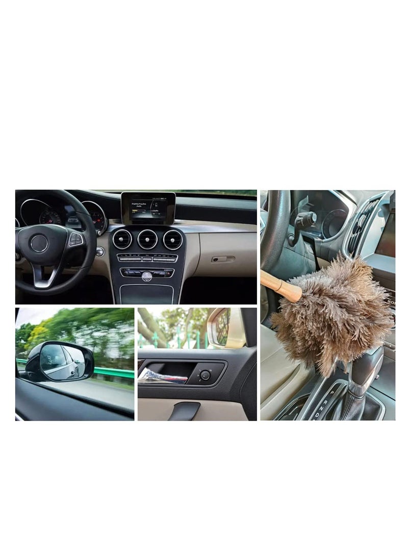 SYOSI Ostrich Feather Duster, 16 inch Fluffy Natural Genuine Ostrich Feathers with Wooden Handle and Eco-Friendly Reusable Handheld Ostrich Feather Duster for Cleaning Supplies - Image 5