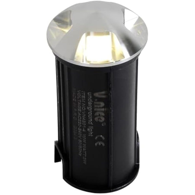 V.nice Outdoor LED in-ground light, 3W 3000K warm white light, 220-240V, landscape recessed path upward lighting, IP67 waterproof step light, with stainless steel cover, suitable for garden and courtyard lighting. - Image 1