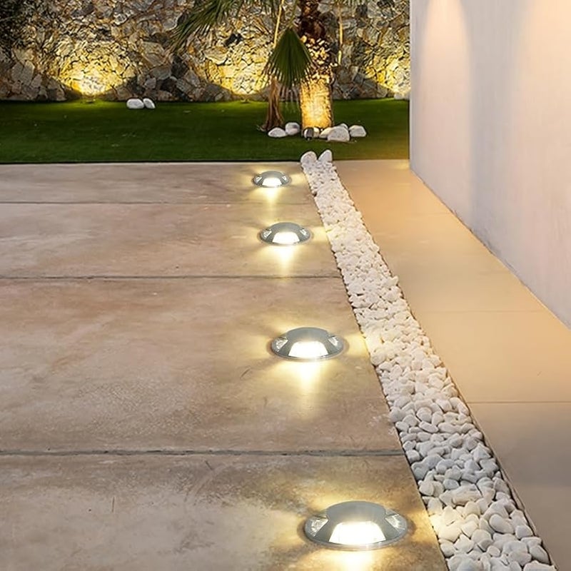 V.nice Outdoor LED in-ground light, 3W 3000K warm white light, 220-240V, landscape recessed path upward lighting, IP67 waterproof step light, with stainless steel cover, suitable for garden and courtyard lighting. - Image 5