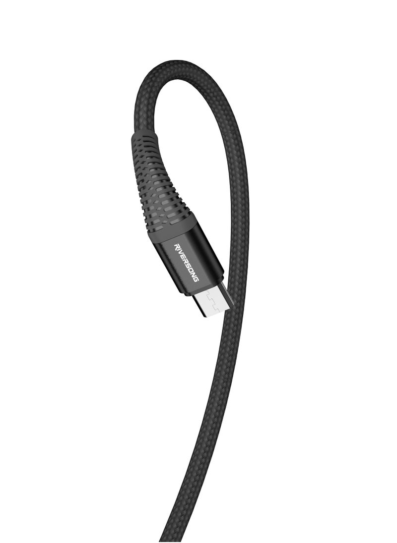 RIVERSONG RIVERSONG Alpha S Nylon Braided Fast Charging Micro USB Cable, Black  - Image 2