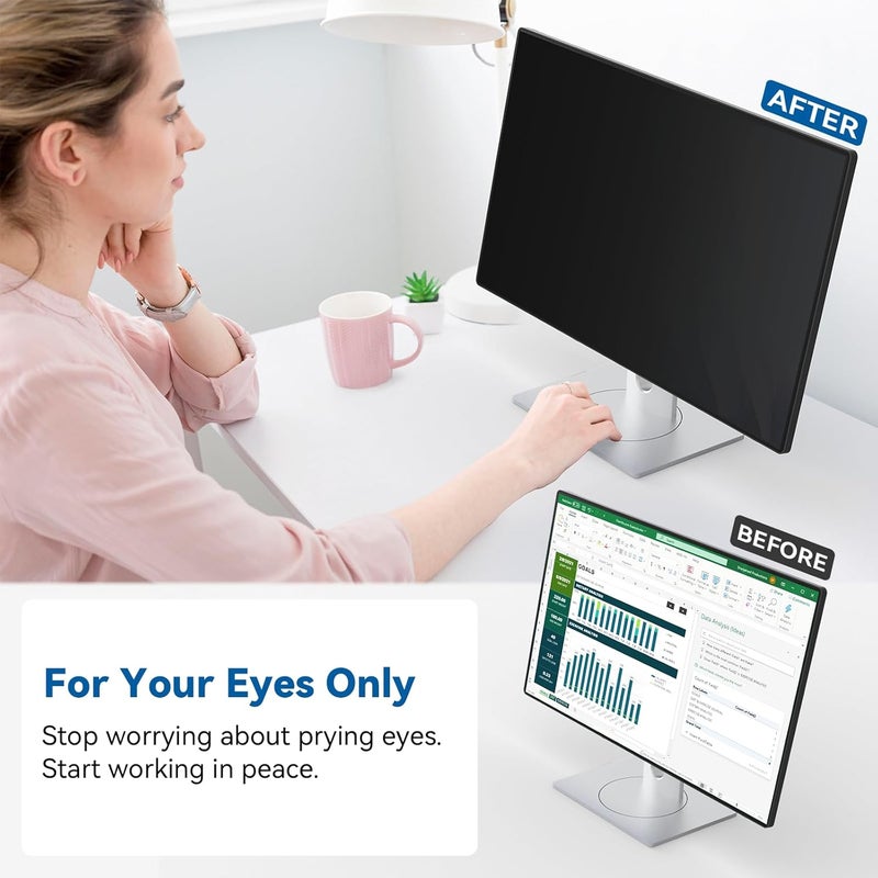 IPROKKO [2-Pack] Magnetic 23.8 Inch Computer Privacy Screen Protector for 16:9 Monitor, Removable 23.8in Private Filter for Anti Glare Block Blue Light, Screen Cover Shield Office Shade for Desktop TV Monitor - Image 2