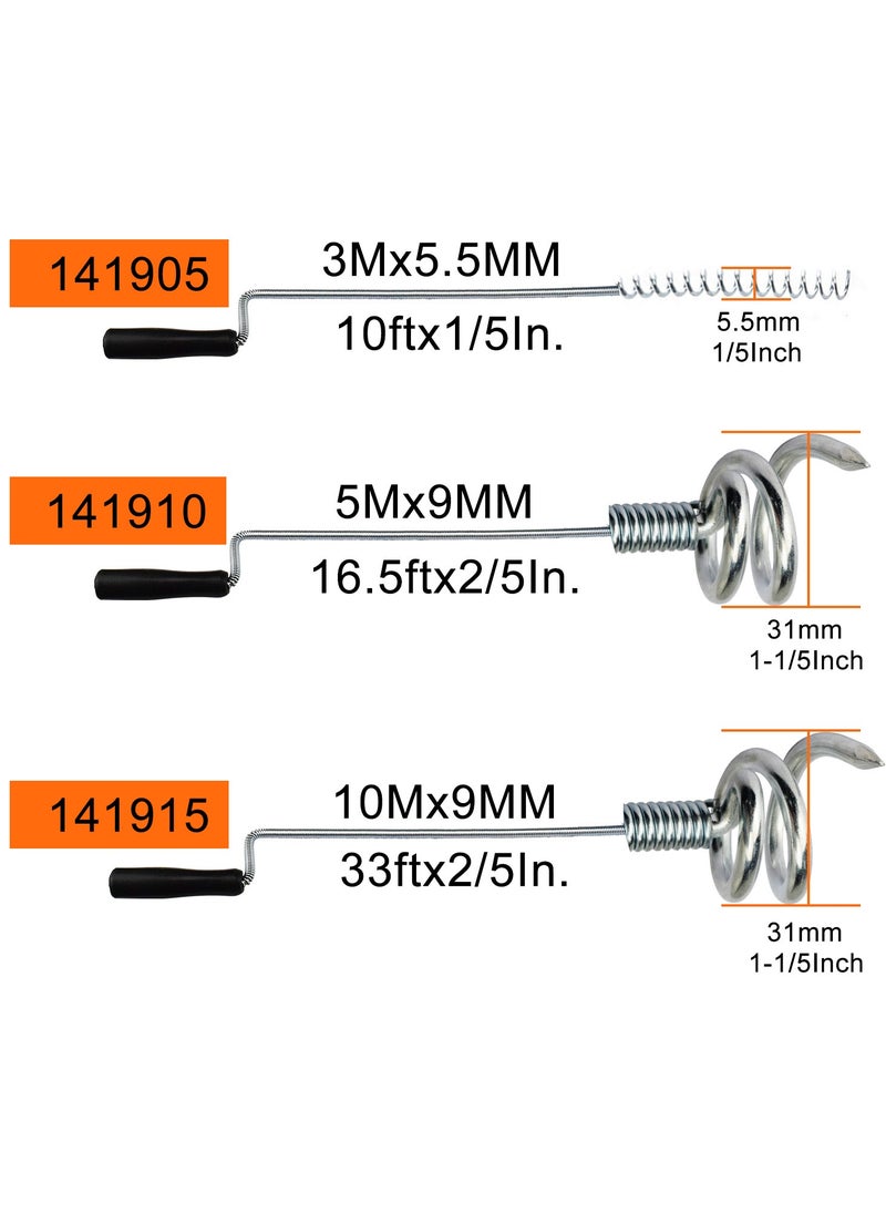 KSEIBI Drain Cleaner, 10Mx9.0MM Steel Drain Cleaner, Snake Drain Clog Remover Tool for Sewers, Kitchens,  Bathrooms, Sink Bath Tub, Clogged Drains and Dredge Pipe, Bendable Drain Cleaner.  - Image 5