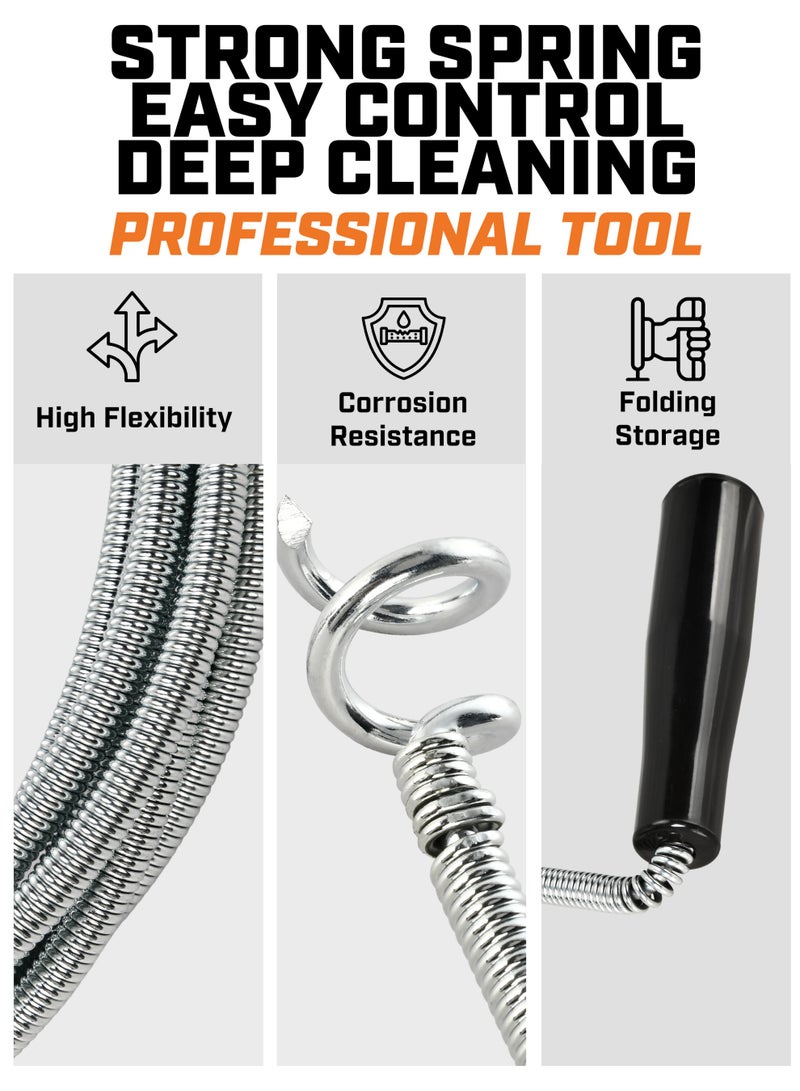 KSEIBI Drain Cleaner, 10Mx9.0MM Steel Drain Cleaner, Snake Drain Clog Remover Tool for Sewers, Kitchens,  Bathrooms, Sink Bath Tub, Clogged Drains and Dredge Pipe, Bendable Drain Cleaner. - Image 5