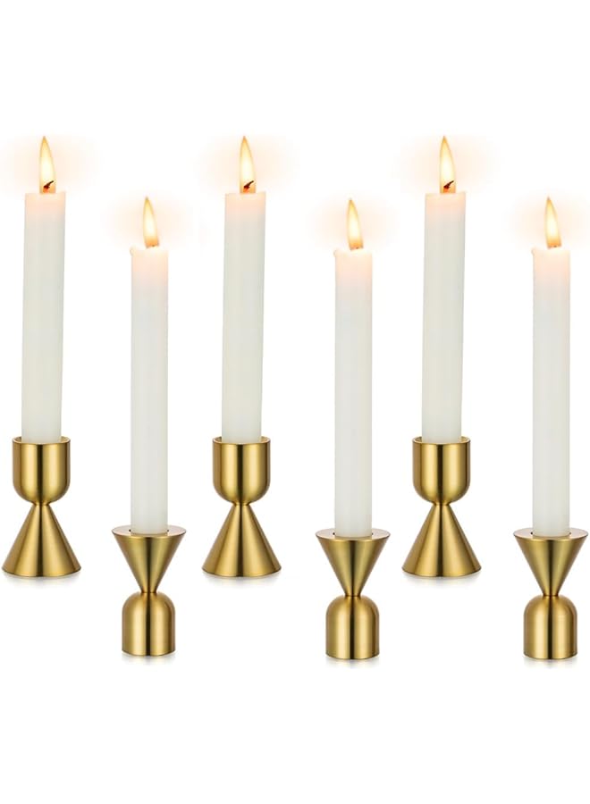 The Bros Candle Holders Taper Candler Holder, Set of 6 Gold Candlestick Holders Metal Candle Holder Vintage Candle stick Holder for Table Centerpiece Wedding Christmas Living Room Decor - Image 1
