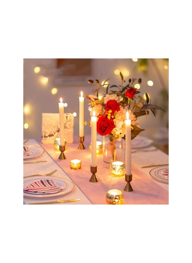 The Bros Candle Holders Taper Candler Holder, Set of 6 Gold Candlestick Holders Metal Candle Holder Vintage Candle stick Holder for Table Centerpiece Wedding Christmas Living Room Decor - Image 3