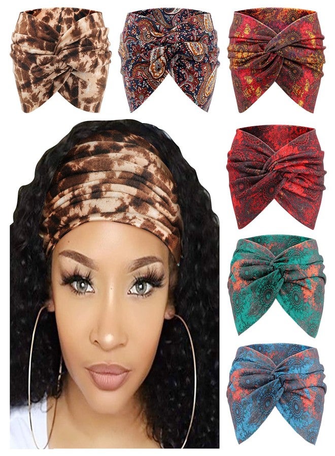 DRESHOW 6 Pack Extra Wide Headbands for Women Large Turban Headband Boho Head Wrap Elastic Hairbands Hair Twisted Knot Hair Accessories - Image 1
