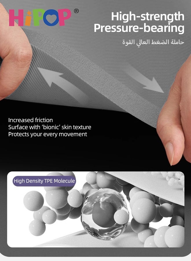 HIPOP Yoga Mat, Non-Slip Pilates Fitness Mats, Yoga mat with Alignment Marks, Exercise Mat with Carrying Bag and Strap, Anti-Tear Yoga Mats for Adults, Eco-Friendly TPE, 185x80x0.5cm - Image 3