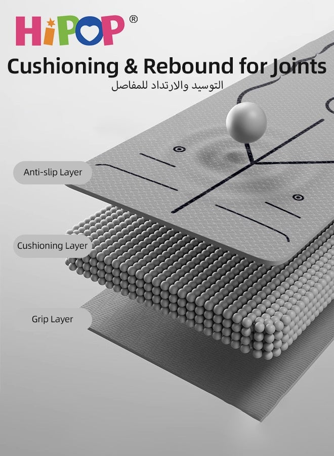 HIPOP Yoga Mat, Non-Slip Pilates Fitness Mats, Yoga mat with Alignment Marks, Exercise Mat with Carrying Bag and Strap, Anti-Tear Yoga Mats for Adults, Eco-Friendly TPE, 185x80x0.5cm - Image 2