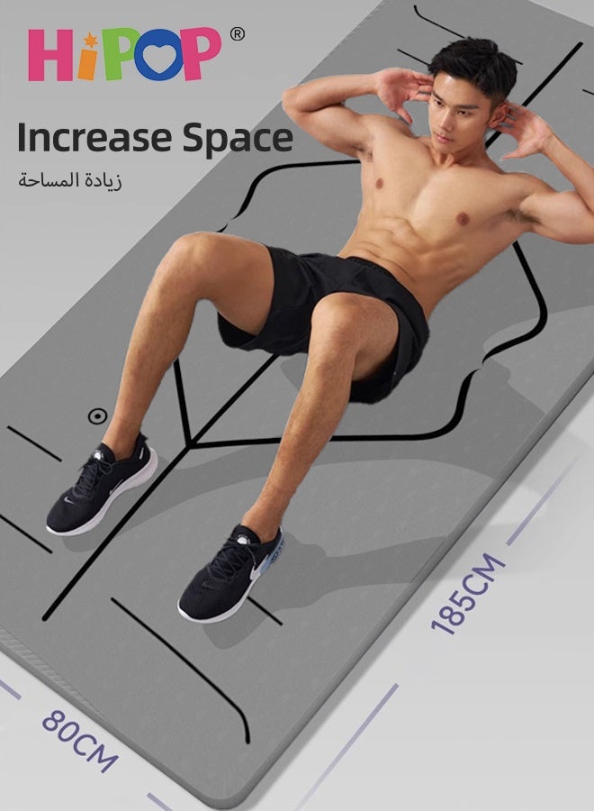 HIPOP Yoga Mat, Non-Slip Pilates Fitness Mats, Yoga mat with Alignment Marks, Exercise Mat with Carrying Bag and Strap, Anti-Tear Yoga Mats for Adults, Eco-Friendly TPE, 185x80x0.5cm - Image 5