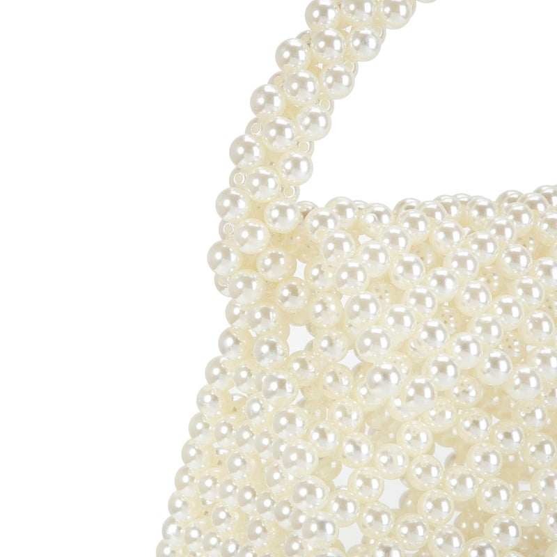 Abvokury YUSHINY Candy Color Acrylic Beaded Hollow Handbag Evening Clutch Triangle Bags for Wedding Party (Pearl) - Image 3