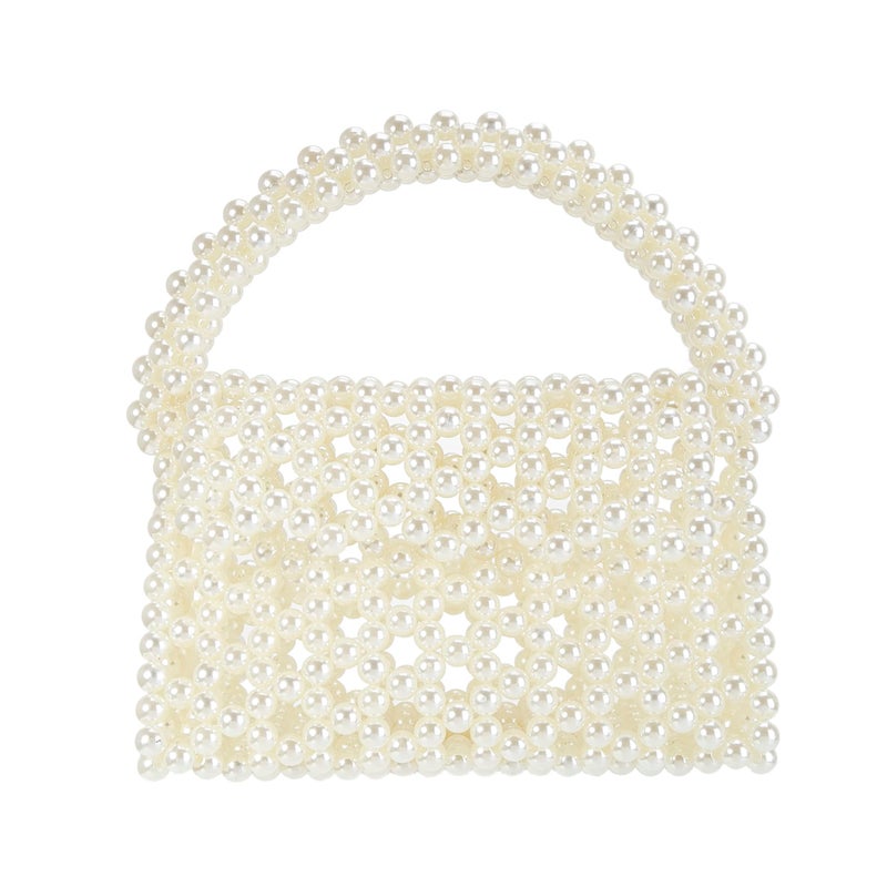 Abvokury YUSHINY Candy Color Acrylic Beaded Hollow Handbag Evening Clutch Triangle Bags for Wedding Party (Pearl) - Image 2