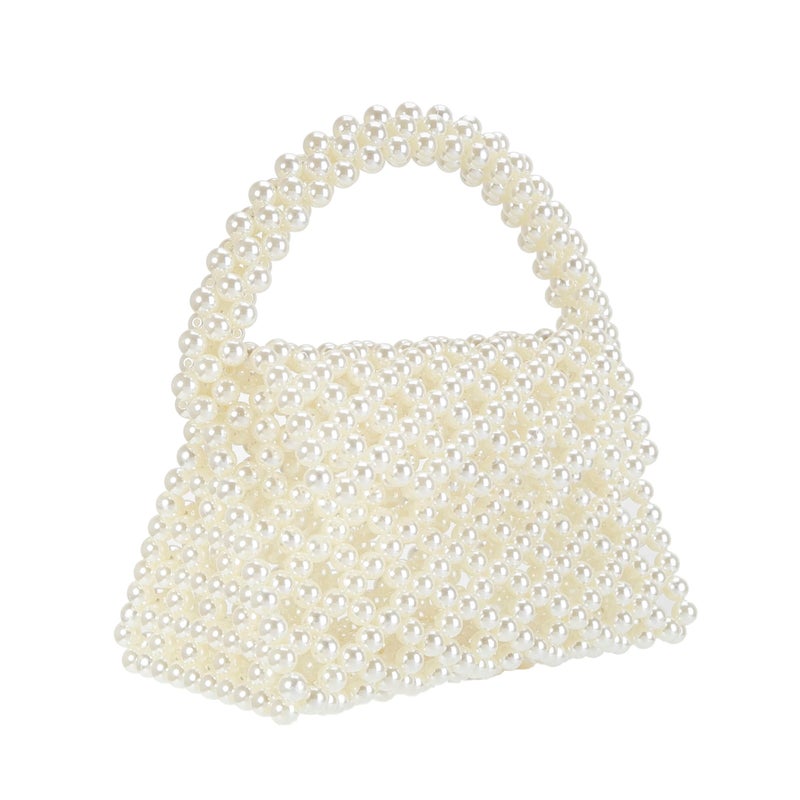 Abvokury YUSHINY Candy Color Acrylic Beaded Hollow Handbag Evening Clutch Triangle Bags for Wedding Party (Pearl) - Image 1