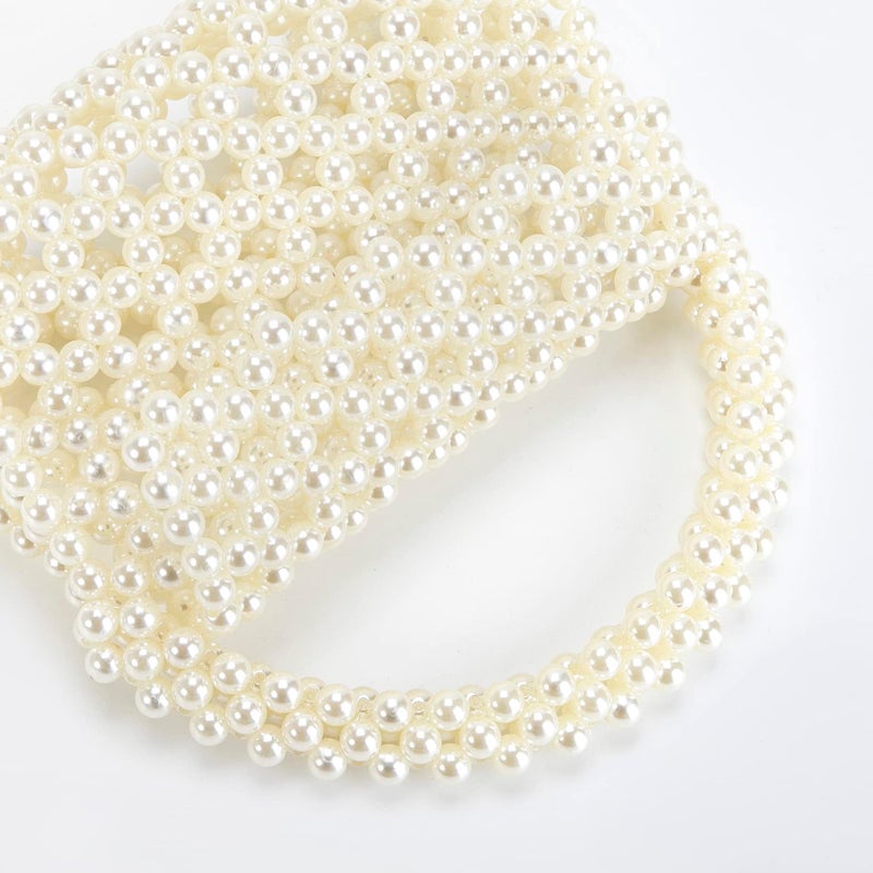 Abvokury YUSHINY Candy Color Acrylic Beaded Hollow Handbag Evening Clutch Triangle Bags for Wedding Party (Pearl) - Image 4