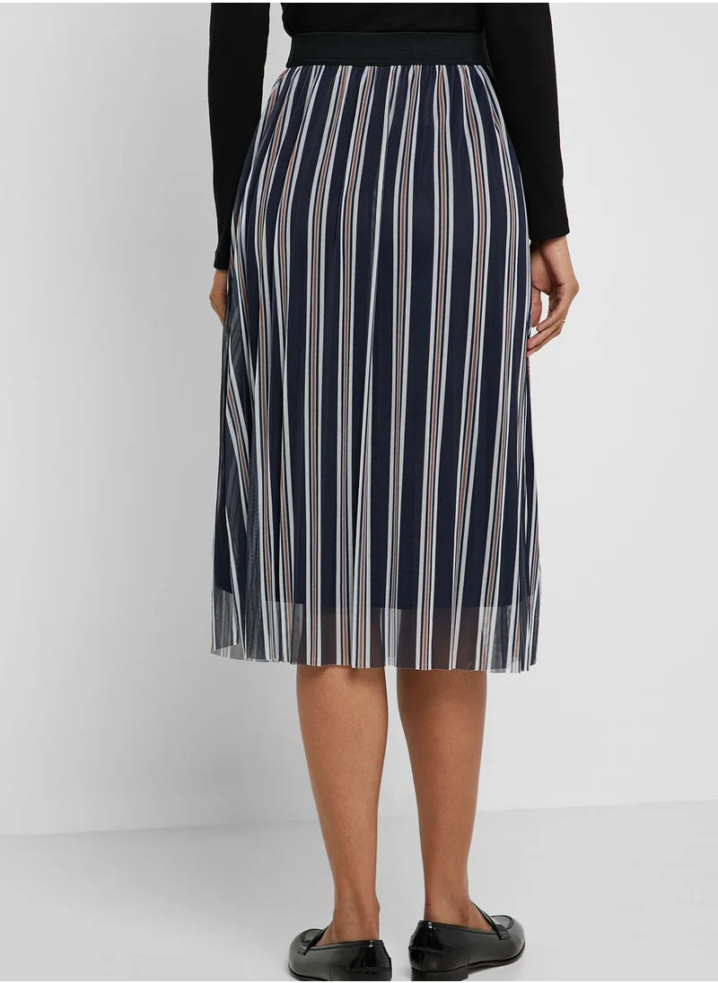 Reserved Striped Overlay Skirt