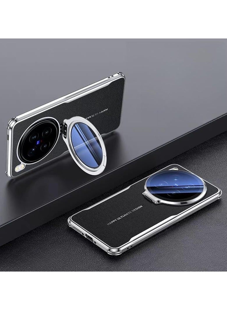 الغلاف الواقي المتوافق مع Vivo X300 Pro - غلاف كاميرا بتصميم كامل التغطية مع فيلم حماية للعدسة، مصنوع من الجلد الفاخر فائق الرقة، مزود بحامل كاميرا من السبائك المعدنية، ويوفر حماية متكاملة من الصدمات - Image 1
