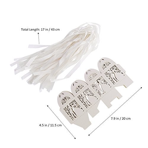 Tinksky 100pcs Wedding Candy Boxes Couple Design Luxury Lase Cut Party Wedding Favor Ribbon Candy Boxes Gift Box Table Decorations (White) - Image 2