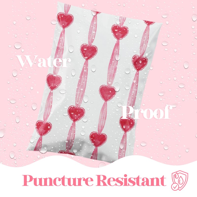 Pretty Package Store 10X13 Designer Poly Mailer 100 Pack Heavy Duty Waterproof Self Seal Shipping Bags For Small Business Large Mailing Envelopes Bulk Tear Resistant Packaging Red Valentine Heart - Image 3